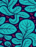 Teal Foliage With Coral Accents Rug