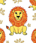 Golden Lion With Red Mane Motif Rug