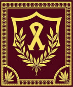Gold Laurel Ribbon Shield Design Rug