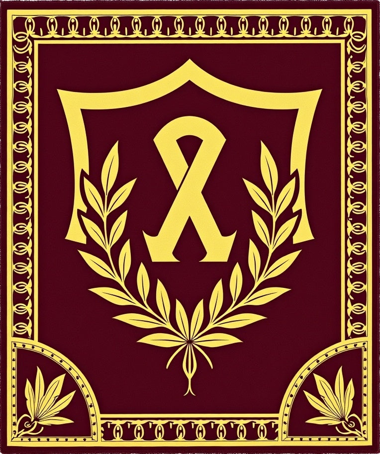 Gold Laurel Ribbon Shield Design Rug