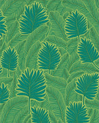 Vibrant Teal Palm Frond Botanical Rug