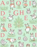 Whimsical Alphabet Creatures Green Background Rug