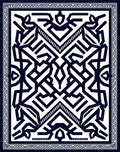 Dark Blue Geometric Maze Square Rug