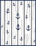 Dark Blue Anchor Wood Striped Rug