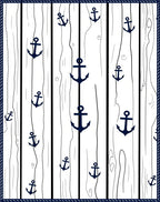 Dark Blue Anchor Wood Striped Rug