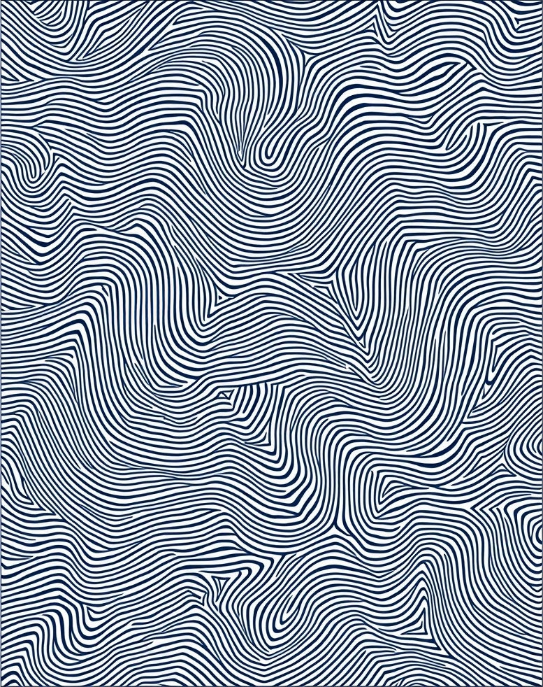 Dark Blue Organic Line Swirl Rug