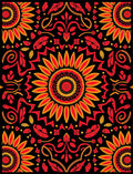 Bold Red Yellow Sunflower Mandala Rug