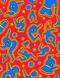 Red Blue Yellow Bold Figures Rug