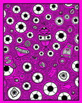 Vibrant Pink Surreal Creatures Abstract Rug