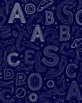 Navy Blue Alphabet Organic Shape Rug