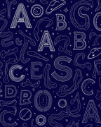Navy Blue Alphabet Organic Shape Rug