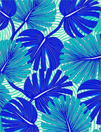 Vibrant Blue Tropical Foliage Rug