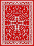 Vibrant Red Mandala Scroll Rug