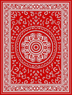 Vibrant Red Mandala Scroll Rug
