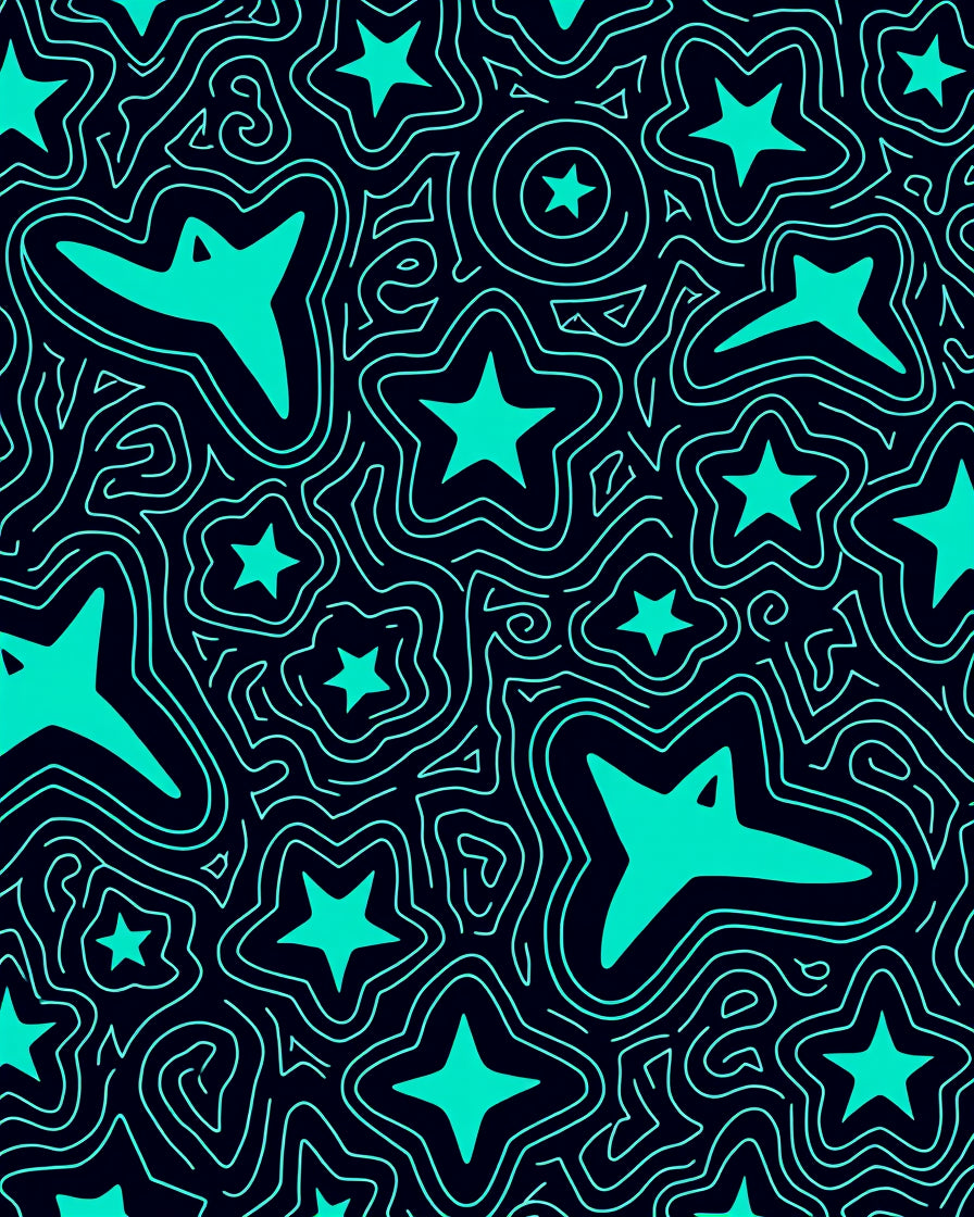 Bright Teal Star Swirls Rug