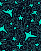 Bright Teal Star Swirls Rug