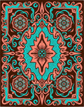 Coral Teal Floral Symmetry Rug