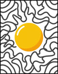Golden Sun With Abstract Swirls Rug