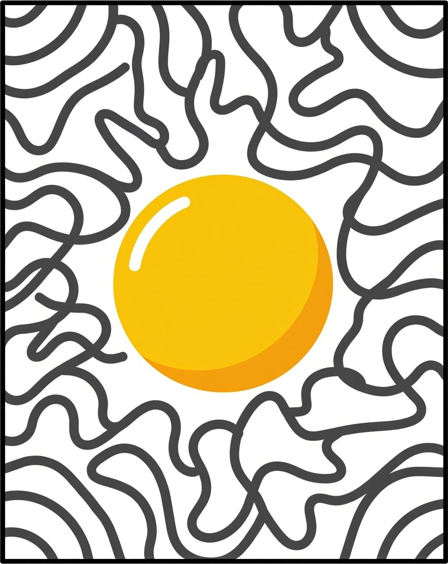 Golden Sun With Abstract Swirls Rug
