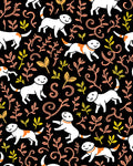 Playful White Dog Floral Scatter Rug