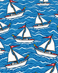 White Sailboats On Rippling Blue Waves Rug