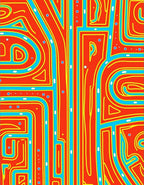 Orange Blue Yellow Abstract Maze Rug