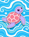 Purple Turtle Pink Shell Ocean Waves Rug