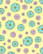 Aqua Pink Swirl Daisy Meadow Rug