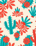 Coral Cactus Bloom Desert Garden Rug