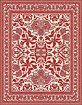 Crimson Vintage Floral Border Rug