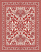Crimson Vintage Floral Border Rug