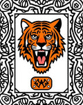 Bold Orange Tiger Face Border Rug