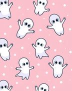Pink Playful Ghost Characters Scatter Rug
