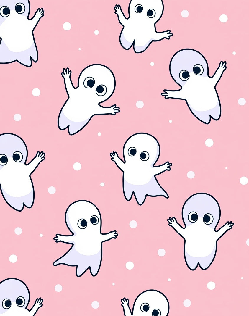 Pink Playful Ghost Characters Scatter Rug