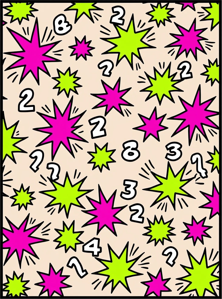 Pop Hot Pink Lime Numbers Explosion Rug