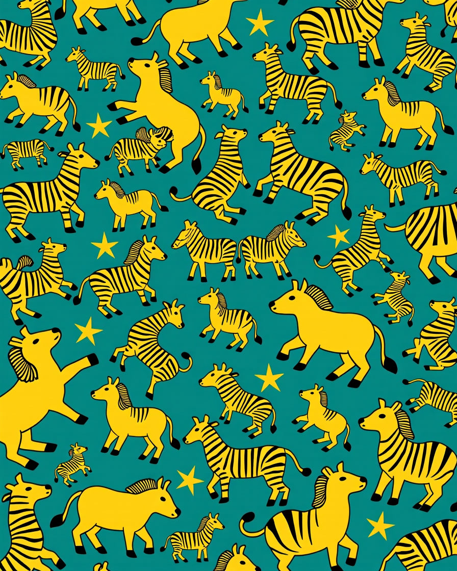 Yellow Zebra Herd Starry Teal Rug