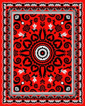 Vibrant Red Medallion Floral Scroll Rug
