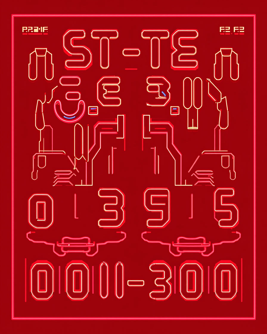 Cybernetic Red Neon Circuit Rug