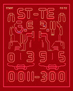 Cybernetic Red Neon Circuit Rug