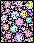 Whimsical Smiley Hearts and Flowers Rug