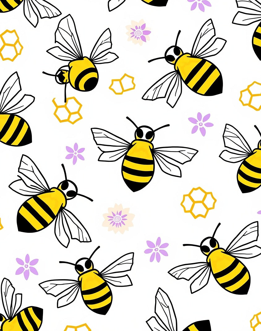 Whimsical Yellow Bee Pastel Flower Rug