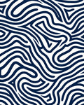 Deep Blue Organic Contour Lines Rug