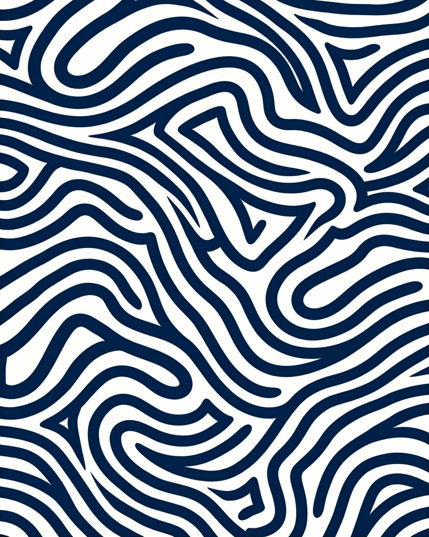 Deep Blue Organic Contour Lines Rug
