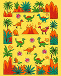 Jungle Dinosaurs And Palm Trees Rug