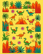 Jungle Dinosaurs And Palm Trees Rug