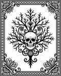 Black White Skull Tree Mandala Rug