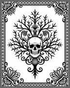 Black White Skull Tree Mandala Rug