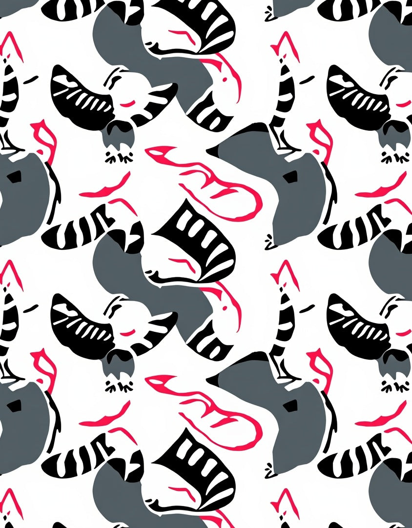 Modern Abstract Flamingo Raccoon Whimsical Rug