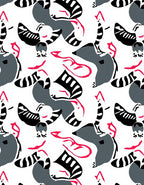 Modern Abstract Flamingo Raccoon Whimsical Rug