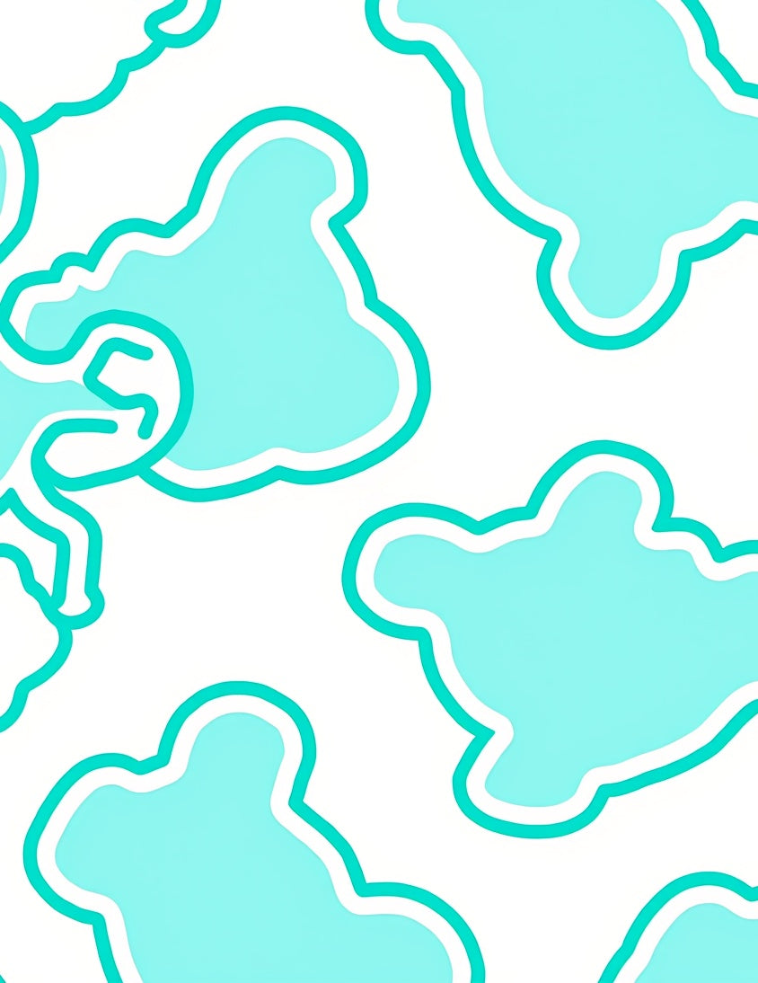 Aqua White Cloud Patches Rug